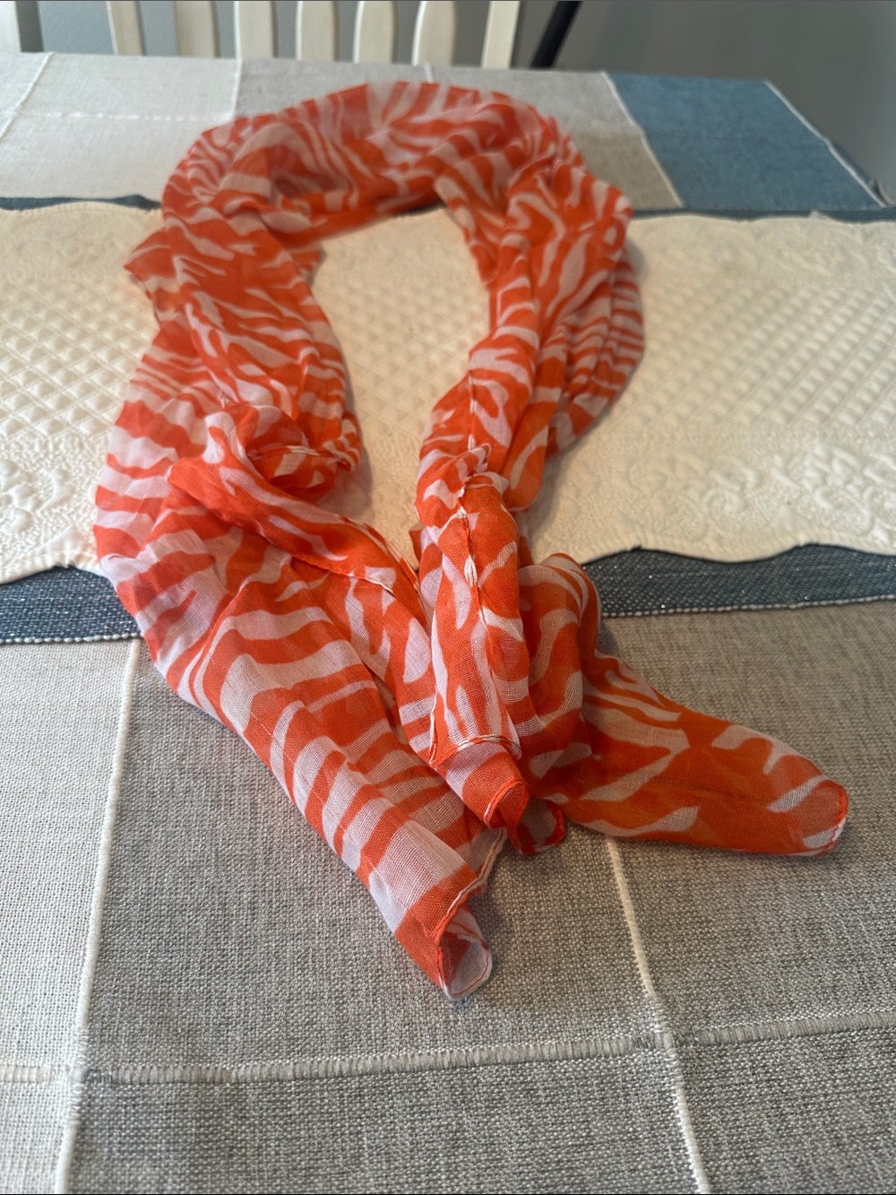 Lightweight Orange Zebra Print Scarf - Women Accessories